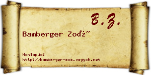 Bamberger Zoé névjegykártya